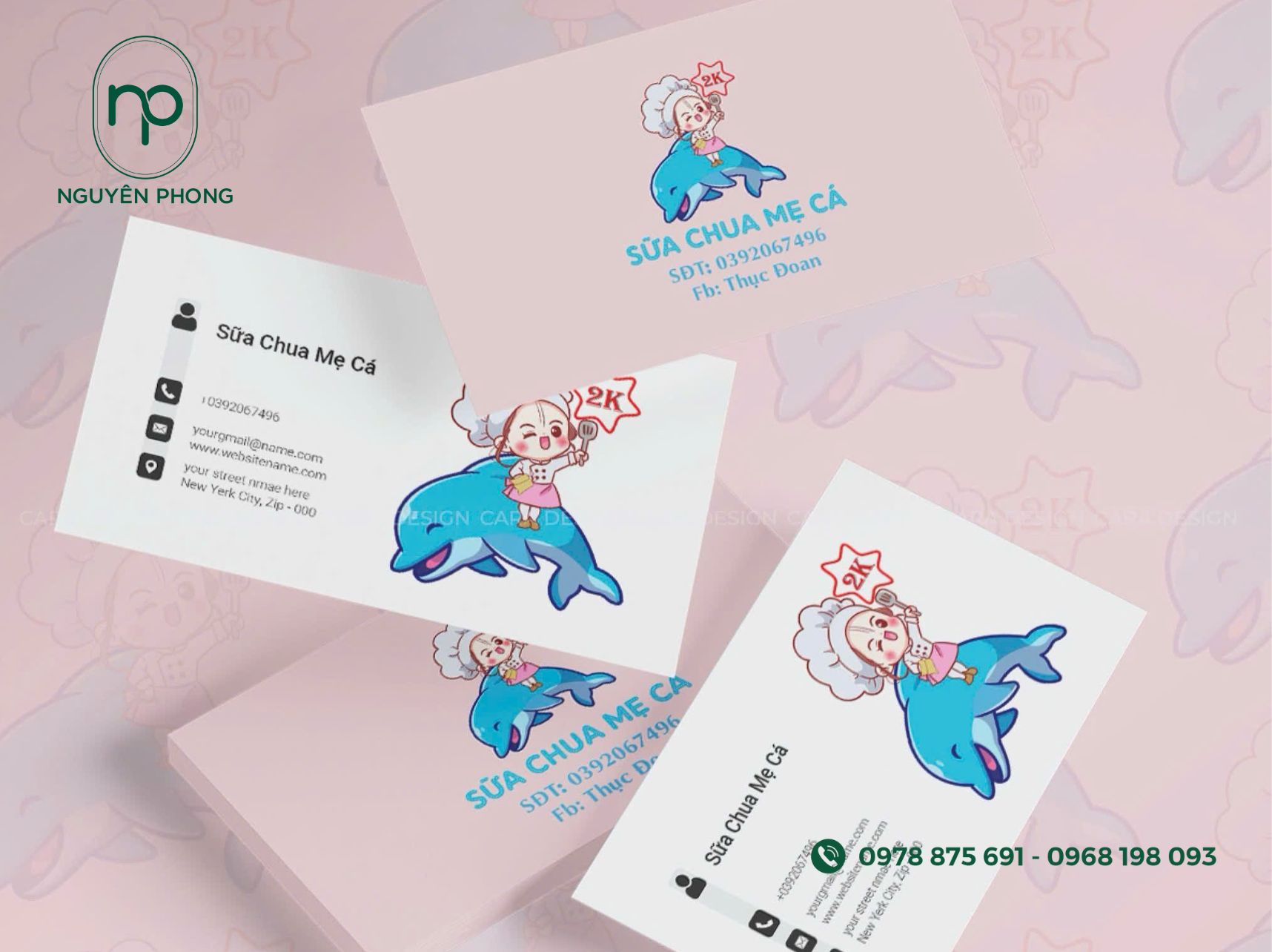 Mẫu card visit sữa chua mẹ cá